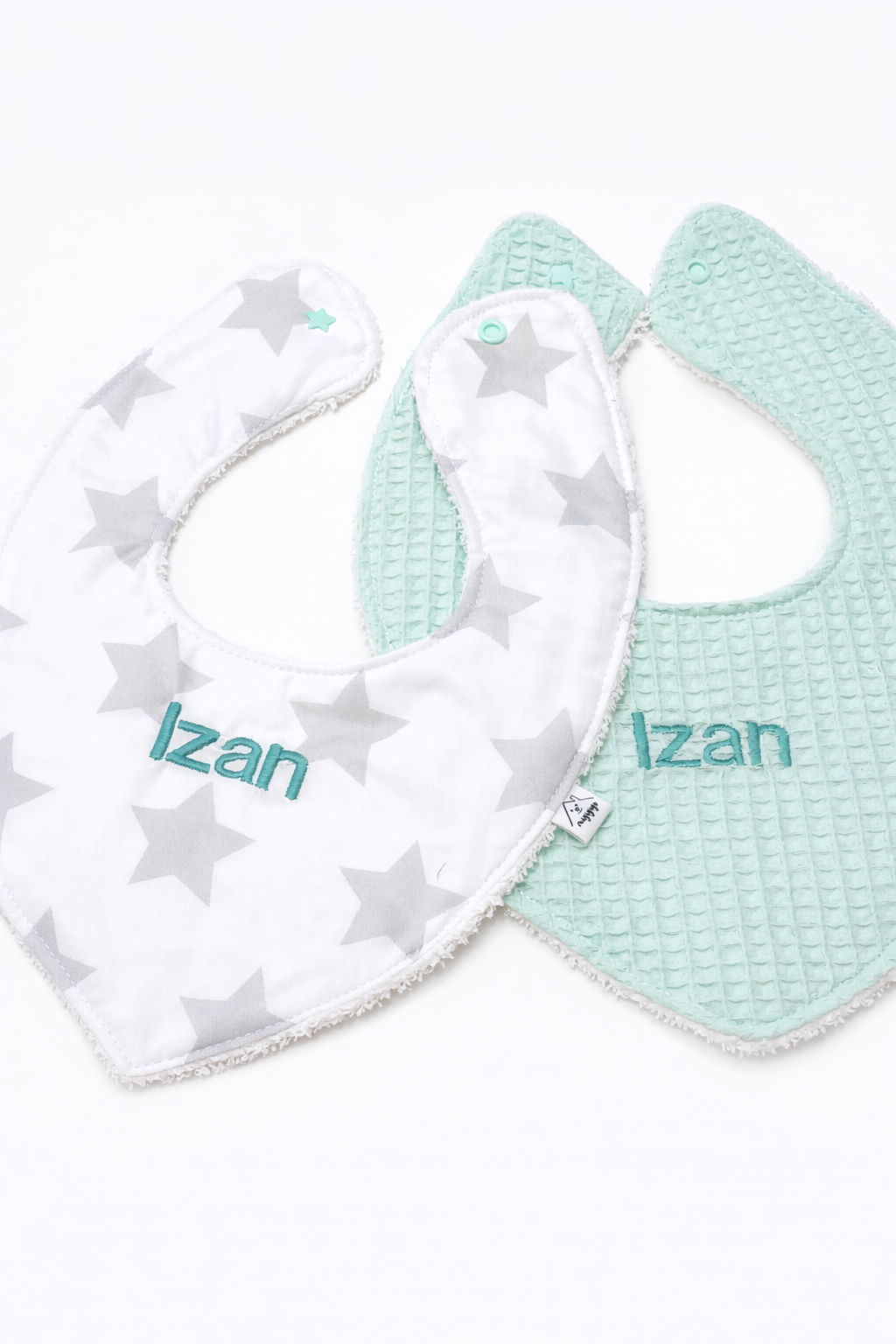Pack 2 baberos bebé bandana verde menta - Imagen 3