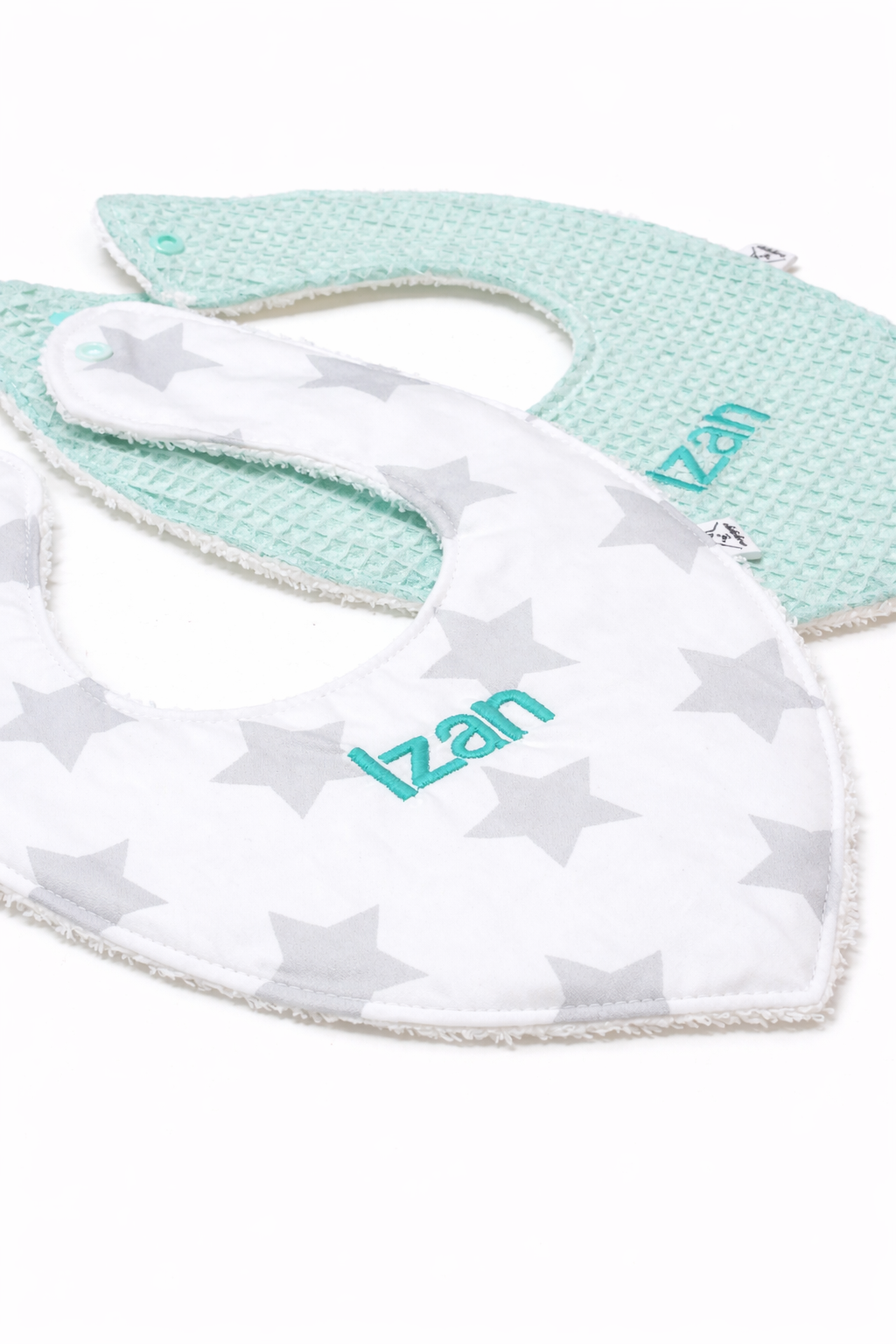 Pack 2 baberos bebé bandana verde menta - Imagen 2